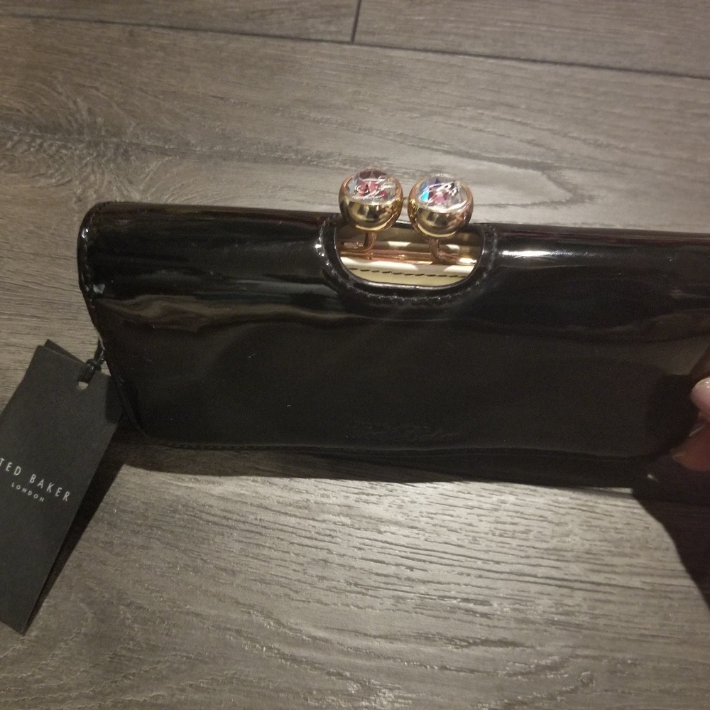 Ted Baker Black Patent Leather boston wallet